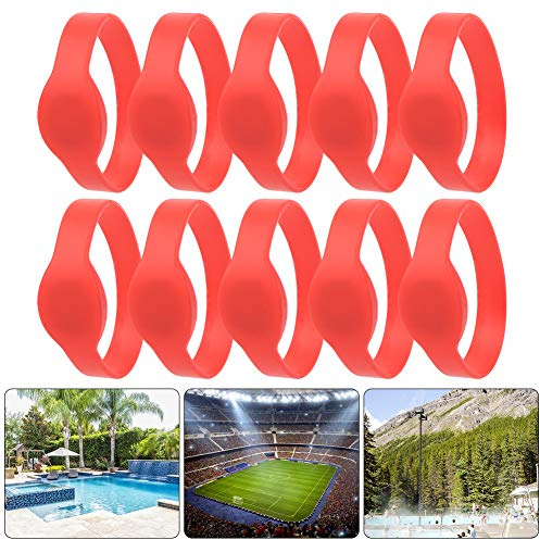 Fockety Pulsera para Piscina Pulsera Impermeable IP68 de Control de Acceso Amarilla de 10 Piezas (rojo)