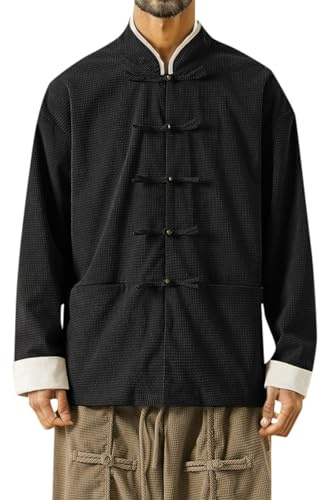 Generisch Uomo Cinese Tradizionale Tang Vestito Arti Marziali Kung Fu Tai Chi Wushu Abbigliamento Tradizionale Uniformi Traspirante Manica Lunga Cappotto Top Stile Tang Giacca Formazione Cinese
