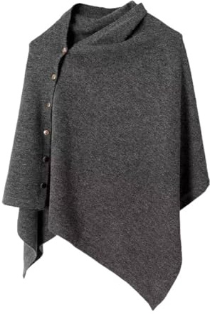 Makroyl Women's Button Multiway Ponchos Shawl Wrap Knitted Cashmere Feel Versatile Cardigan Cape Scarf for Autumn Winter