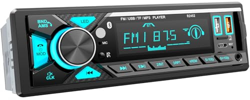 Car Radio Bluetooth, Car Stereo with Type-C Charging and LED,1Din FM/AM Radio Bluetooth Hands-Free Calling 7 Colorful lighting/2USB/AUX/SD/MP3 Player