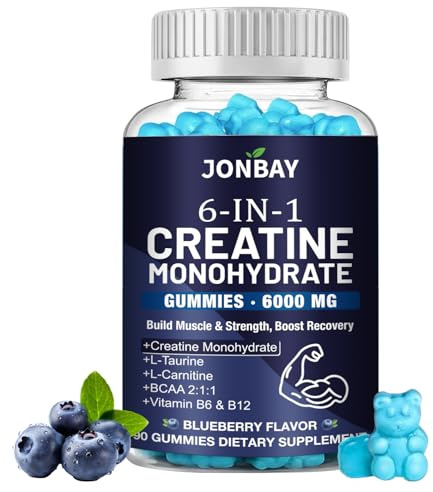 Creatine Gummies 6000mg, Creatine Monohydrate Powder, Tablets & Capsules Alternative, Pre/Post Gym Workout Support for Muscle Strength & Recovery, + BCAAs & L-Caritine & L-Taurine, Creatine for Adults