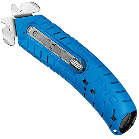 Pacific Handy Cutter S8 Safety Cutter, Ambidextrous Retractable Utility Knife with Ergonomic Design, Bladeless Tape Splitters, Steel Guards for Safety & Damage Protection, Warehouse & In-Store Cutting
