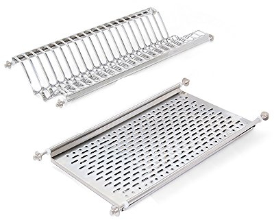 EMUCA Escurridor de Platos y Vasos para Muebles de Cocina de 60 cm de ancho, anchura interior módulo 535-570 mm, Acero Inoxidable