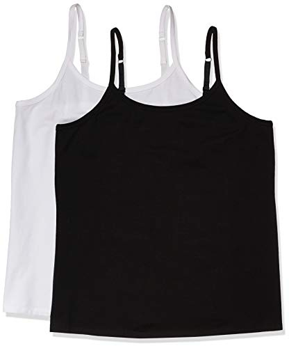 Amazon Essentials Paquete de Camisolas sin Mangas, Talla Grande Mujer, Pack de 2, Negro/Blanco, XXL Grande