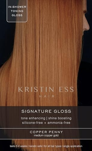Kristin Ess Hair Copper + Auburn Hair Gloss Semi Permanent Hair Dye - Copper Penny - Shine Boosting Red, Auburn + Strawberry Blonde Color - Deep Conditioning Brightening Treatment for Women - Vegan