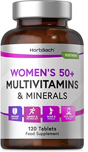 Multivitamin Tabletten Frauen 50+ | 27 Vitamine und Mineralien mit Vitamin D3, B12, B6, Eisen, Biotin, CoQ10, Soja Isoflavone | von Horbaach