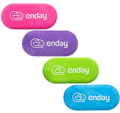 Erasers Pencil, Oval Hi Polymer Large Soft Eraser, Rubber and Non – Abrasive Eraser, Cute Drawing School Supplies Fun for Kids and Artists Erasers in Pink, Purple, Blue, Green (4 PC) – by Enday
