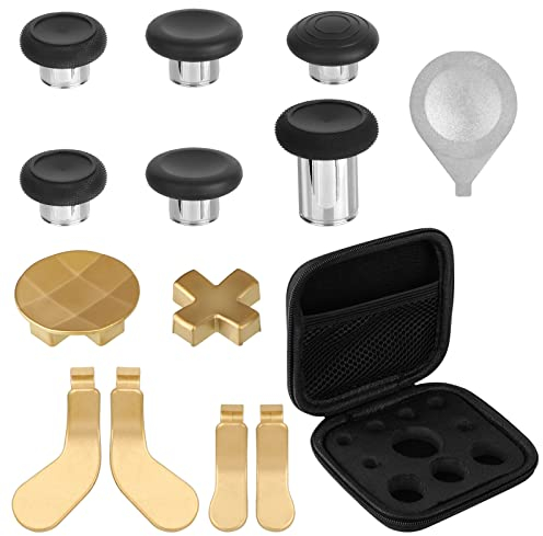 EEEKit Metall Thumbsticks, 13 in 1 D-Pads und Paddles Trigger Buttons Ersatzteile für Xbox One Elite Series 2 Controller, Golden