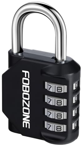 FOBOZONE - Candado de combinación de 4 dígitos para exteriores, impermeable, con código reajustable, para casillero de gimnasio, armario, cobertizo, cerrojo, puerta, caja de herramientas, cerradura de