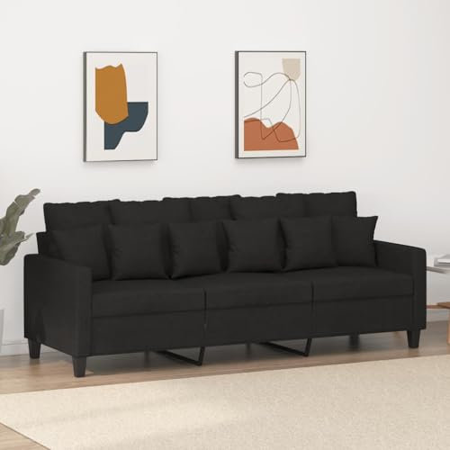 ZEYUAN 3-sitsig soffa svart 180 cm tyg, soffor och soffor, vardagsrum, soffa för ungdomsrum, relaxsoffa, soffa för sovrum, stoppad soffa – 359279