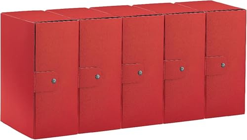 Esselte C35 Eurobox 390335160 - Carpeta proyectos para archivar, cierre con botón, 25 x 35 cm, lomo 15 cm, rojo, paquete de 5 unidades