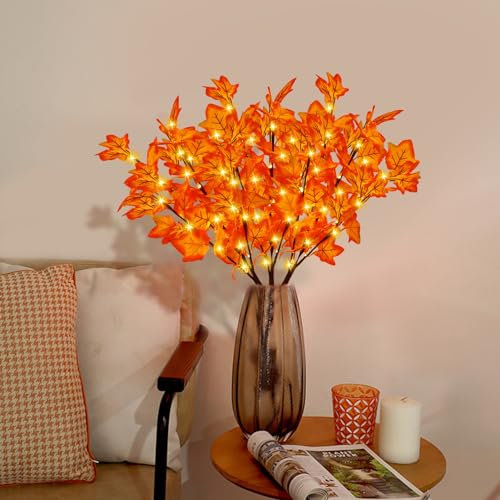 LED Lumière à Feuille D'érable Guirlandes Lumineuses,Arbre Lumineux en Forme de Feuille D'érable Décoration Automne,Guirlande de Décoration Halloween pour Salon,Maison,Noël,Automne Déco