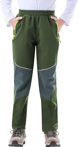 Zoofly Pantalon de Ski pour Enfants Pantalon Thermique Imperméable en Softshell pour Garçons et Filles Doublé de Polaire Chaude