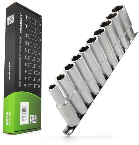 HASKYY Juego de llaves de vaso largas de 1/2 pulgadas, 10 – 24 mm, hexagonales, juego de 76 mm, 6 cantos