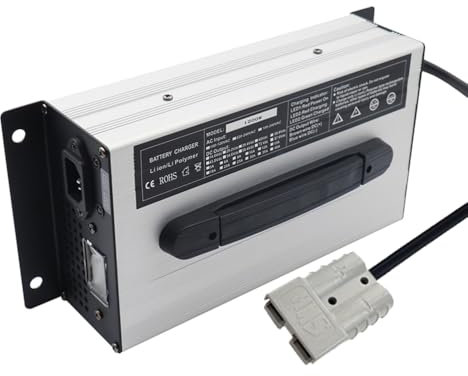 Lzyjck Chargeur De Batterie pour Chariot Élévateur 12V 40 A, 1 200 W avec Connexion Anderson 120 A/175 A/350 A avec Écran LCD pour Chariot Élévateur Et Voiturette De Golf,Argent,175A