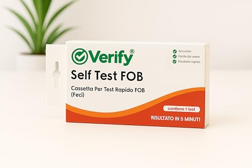 Verify® Self Test Fob, Test per il sangue occulto nelle feci rileva la presenza di sangue. Indicato per: Screening tumore del colon-retto. Patologie gastrointestinali (es. polipi, emorroidi, colite).