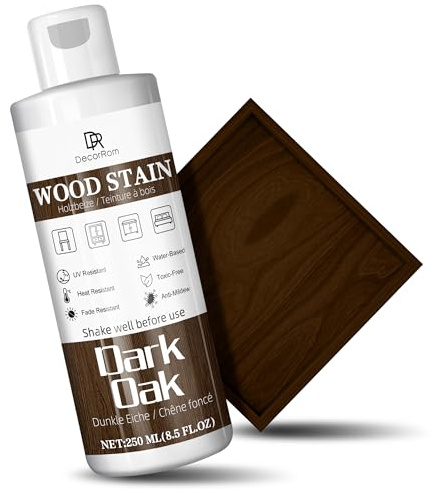 Dark Oak Wood Stain, 250ml Water Based Wood Stain, Matte Wooden Dye Fast Curing for Indoor and Outdoor Wooden Furniture, Doors, Window, Paneling, Wardrobe, Cabinets Low Odor Non-Toxic & Long Lasting