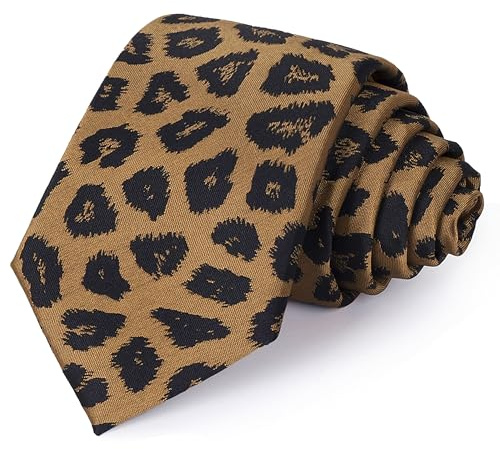 Mawjom Leopard Print and Black Polka Dot Tie Novelty Neck Ties for Women Men