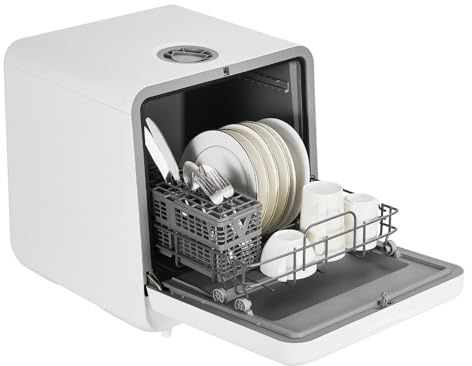 Countertop Dishwasher Portable Dishwasher Compact Dishwasher with Faucet & Manual Water Tank(5L) Modes Water Inlet, Compact with More Space Inside,6 Programs Ideal for RV & Apartments