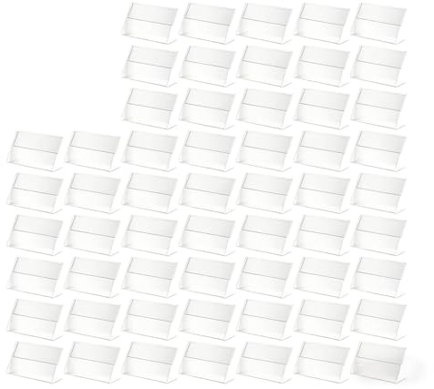 ASOUUNLD 50 Piezas Soporte de Etiquetas de Acrílico, Portatarjetas Exhibición de Letreros Soporte Acrílico de la Etiqueta Titular Mini Etiquetas de Acrílico para Tiendas Restaurantes Oficina(6 x 4 cm)