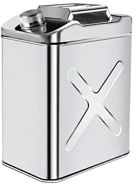 SAFECASTLE 304 Stainless Steel Square 20L Jerry Can – Heavy-Duty Food-Grade Stainless Steel Water & Oil Storage Container (6.5 W x 18.1 H) for Camping, Kitchens, Restaurants & Emergency Preparedness