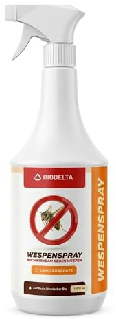 BIODELTA Wespenspray gegen Wespen & Wespennester – Wespen-Abwehr-Spray mit Sofortwirkung – Effektiver Wespenschutz für Balkon, Terrasse & Garten – (1 l) Neu