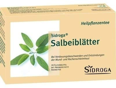 Sidroga Salbeiblätter – Salbeitee – pflanzliches Arzneimittel - bei Magen-Darm-Beschwerden & Reizungen im Mund-Rachen-Bereich - 20 Teebeutel à 1,5 g