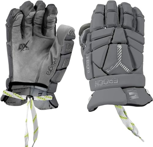 Epoch Lacrosse Integra Elite Lacrosse Unisex-Adult Sport Activity Glove for Goalies with Tri-Layer Dual-Density Foam and Adjustable Wrist, 14, X-Large, Grey