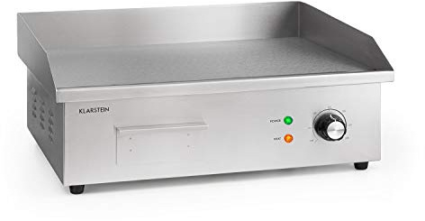Klarstein Grillmeile 3000G Pro - elektrisk grillplatta av gjutjärn, grillyta: 54,5x35 cm, steglöst 50-300 ° C, 3000 Watt, professionell elektrisk grill med stänkskydd, rostfritt stål