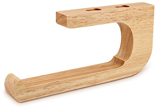 SAUNNIHEN Porte-rouleau de papier toilette en bois - Sans perçage - En bambou naturel - Haute ténacité - Auto-adhésif - Peut être percé
