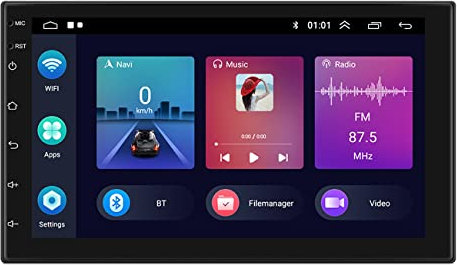 Car Radio, 7 inch Android 11 Car stereo/Radio, 2 din Touch Screen Android/IOS Carplay, Bluetooth FM USB Voice Control Universal Mp5 Player for Toyota VW etc, with Reversing Camera,WIFI 1+16