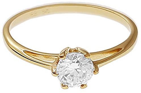 Générique Bague Femme Plaqué Or 18 carats et Oxyde Zirconium - Taille 60 - Solitaire