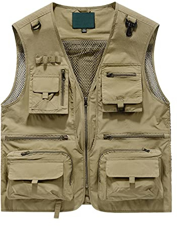 Freiesoldaten Men's Multi Pockets Fishing Vest Sleeveless Breathable Mesh Waistcoat for Hiking Camping Photography