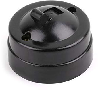 goodluxx Retro Interruptor de un Solo Control Botón de luz de Pared montado en la Superficie Interruptor Retro de un Solo Control a la Antigua, Negro