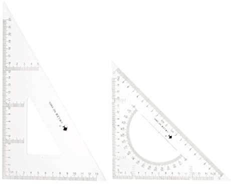 sourcing map 2st Triangel Square Linjal Set 22cm 30/60 och 45/90 grader Mätning Verktyg för klassrum Hem Kontor, Transparent