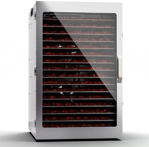 Klarstein Dörrgerät, Dörrautomat für Gemüse, Obst, Pilze & Fleisch, 2000W Edelstahl-Dörrautomat, Trockenautomat mit 20 Metallgitter, Dörrgerät mit 24H Timer & Touch-Display, Food Dehydrator