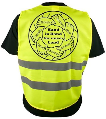 Kilala Demo-Warnweste Hand in Hand für unser Land XL - Mittelstand, Handwerk, Pflege & Mehr (Neongelb-Mittelstand)