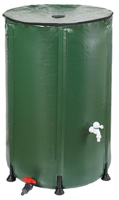 Dehner Regentonne, Regenfass faltbar, Regenwassertank Outdoor, ca. Ø 70 m, Volumen 380 l, inkl. Auslaufhahn, PVC, dunkelgrün