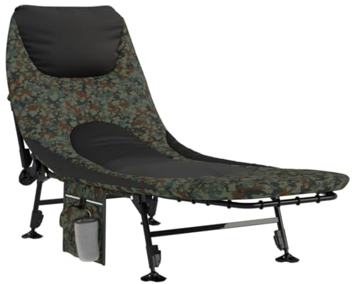 vidaXL Letto da Pesca Gambe Anti Fango Regolabili Pieghevole Mimetico
