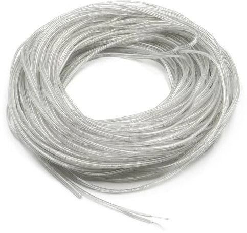 GOIYZTTR 30 m transparent elektrisk tråd 2 kärna transparent flexibel elektrisk kabel 28AWG platt PVC elektrisk tråd diameter 1,6 × 3,2 mm för små hushållsapparater med låg förbrukning