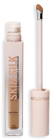 Revolution Skin Silk Radiant Serum - Augenaufheller - Hydratisiert und glättet mit Hyaluronsäure und Squalan - Vegan & Cruelty-Free - Tan Golden - 4 ml