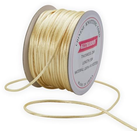 KLTRIBBON Hilo de seda macramé trenzado, color champán, 2 mm, para pulseras DIY con nudo chino de raso, 50 m