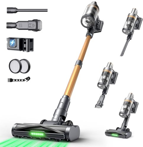 Circlio Aspirapolvere Senza Fili, 650W/65000Pa, Scopa Elettrica Senza Fili 75 Min, Aspirapolvere Senza Filo con LED Touchscreen, Autoportante Anti-Avvolgimento per Tappeti/Pavimenti/Peli Animali