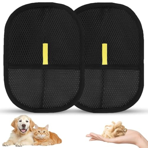 2 Pcs Gant Anti Poils Animaux, Gant Poil Chien, Gant Statique Poils, Gants de Toilettage, Gants de Toilettage Double Face pour Animaux, pour Chiens et Chats à Poils Longs et Courts