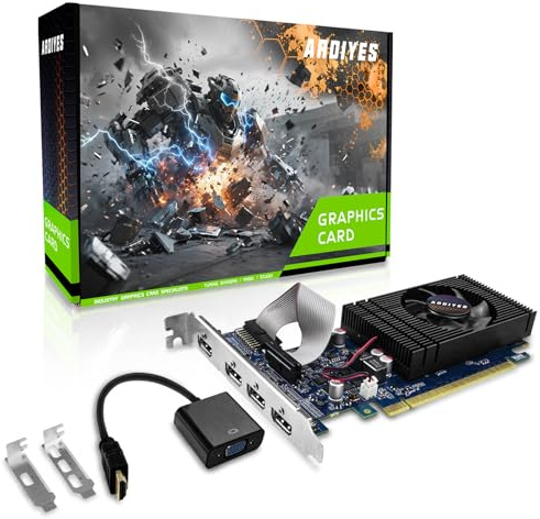 ARDIYES GT 740 4GB GDDR5 Low Profile GPU Graphics Card, 4X HDMI Ports for Quad Multi-Monitor Setup, PCI Express 3.0 x16, Silent Cooling, Ideal for Office and Home Theater