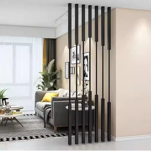 Poste de partición Negro/separadores de habitación Listones metálicos, Postes de Pared Columna Pantalla de privacidad Postes separadores de Espacio pilares 5/8 Uds(5pcs-A,280cm/110in/9.2ft)