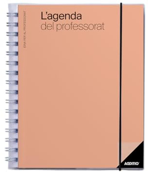 ADDITIO Agenda des enseignants | Planification trimestrielle | Vue hebdomadaire | Évaluation | Taille 16,5 x 21,5 cm | Catalan | Orange