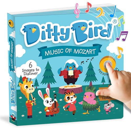 Libros Musicales Ditty Bird | Libro Interactivo de Música Clásica con Mozart | Para Niños y Bebés de 1 a 3 Años | Libros Sonoros Resistentes y Educativos