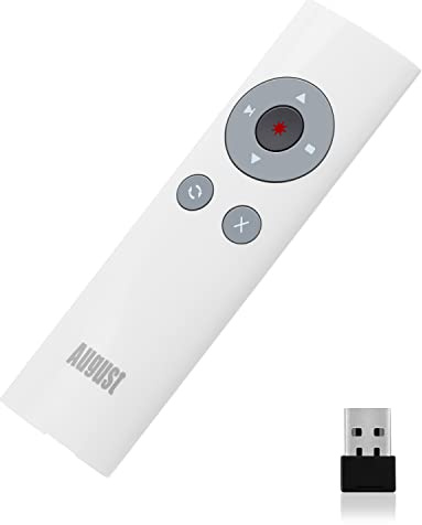 August LP200 - Presentador Inalámbrico para Presentaciones en Powerpoint, Rango de Control Remoto hasta 15 m, Receptor USB, Compatible con Windows, Mac OS y Linux