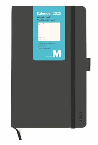 Kombitimer schwarz mittel 2025: Schwarzer Terminkalender 2025. Buch-Kalender mit Lesebändchen und Gummiband. Taschenkalender zum Planen von Terminen. (Kalenderbücher Heye)